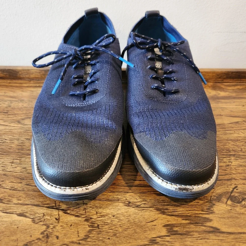 Cole Haan Dress Shoes Mens Size 10.5M Blue‎ Knit Oxford Weatherproof Lightweight